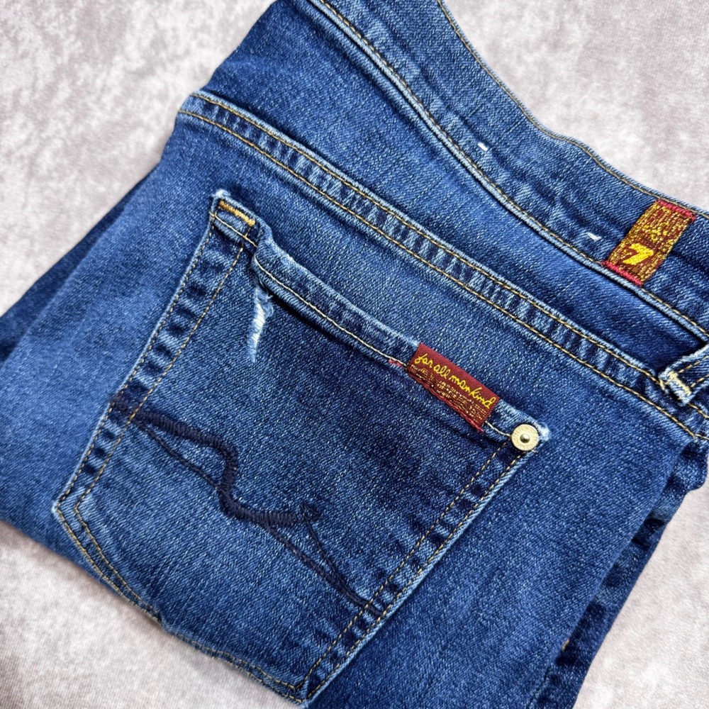 7 For All Mankind Josefina Skinny Boyfriend Distressed Jeans Size 30 Button Fly